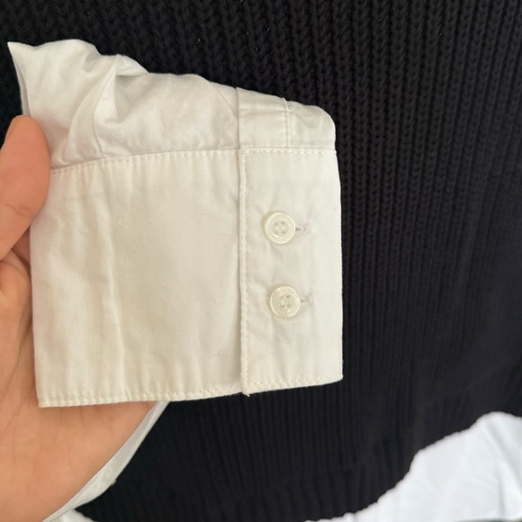 Calvin Klein black sweater vest layered over white long-sleeve button-down shirt - Picture 3 of 7